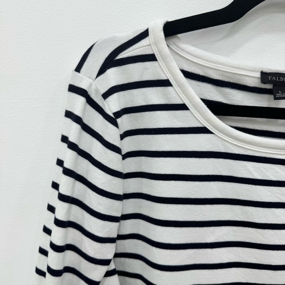 Talbots Navy White Stripe Nautical Crewneck Sweater Sz Lg - Picture 5 of 5